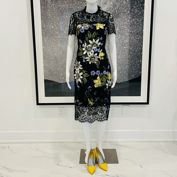 🔥 HP 🔥 Erdem Keni Floral Lace And Cady Dress - Picture 3 of 14